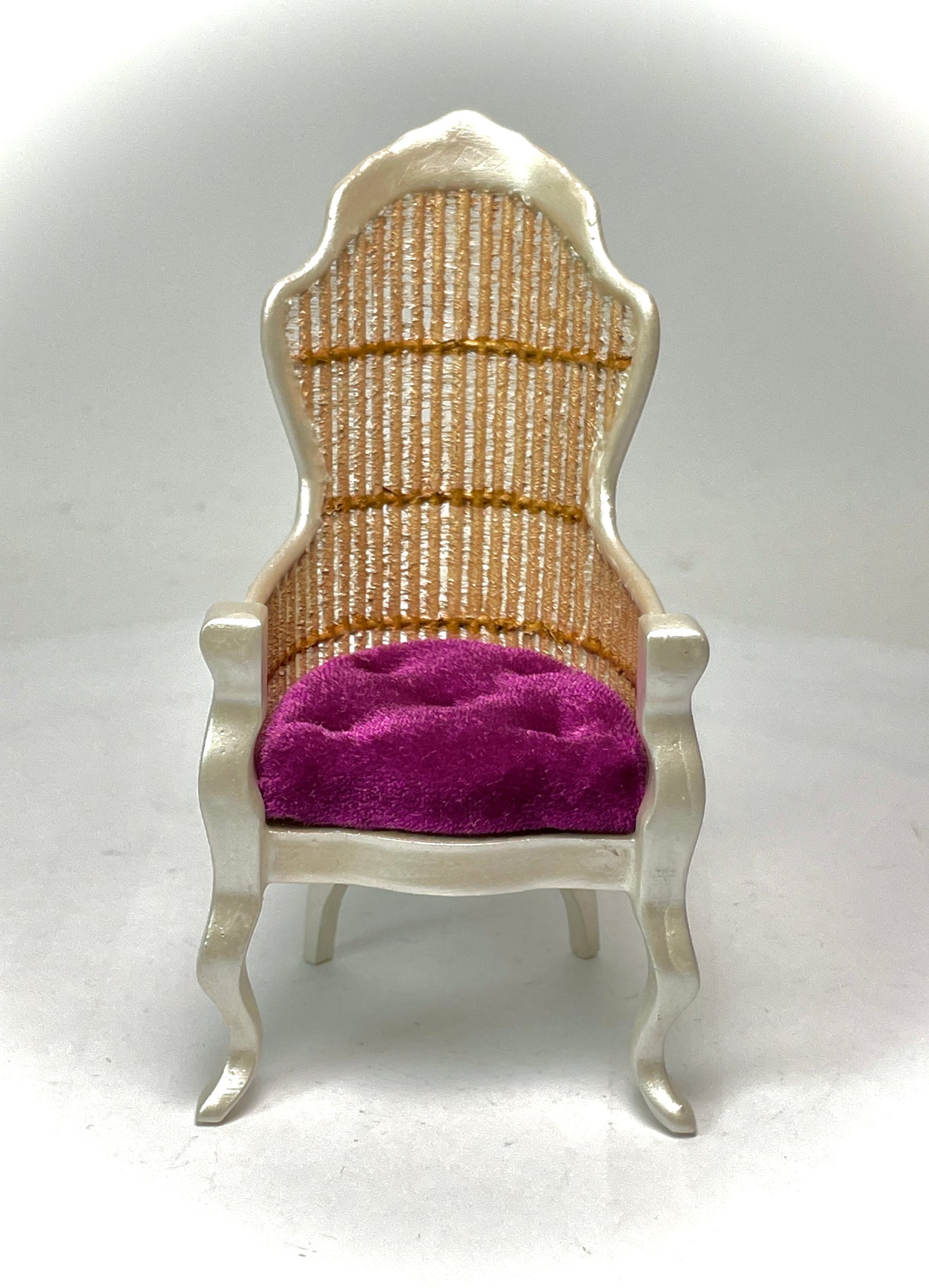 1:12 Dollhouse miniature Victorian Pearl rattan chair - various cushion colors