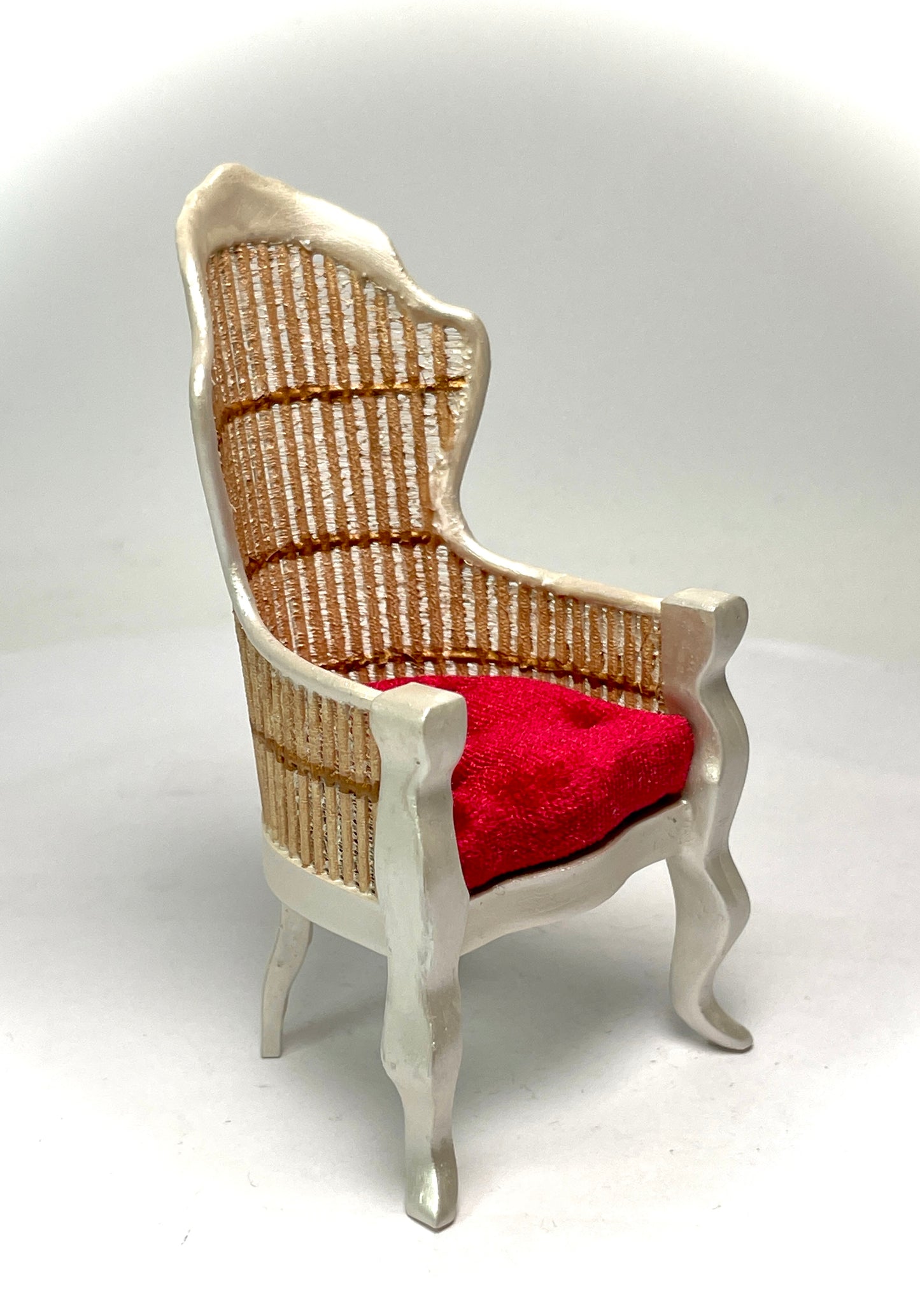 1:12 Dollhouse miniature Victorian Pearl rattan chair - various cushion colors