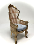 1:12 Dollhouse miniature Victorian golden rattan chair - various cushion colors