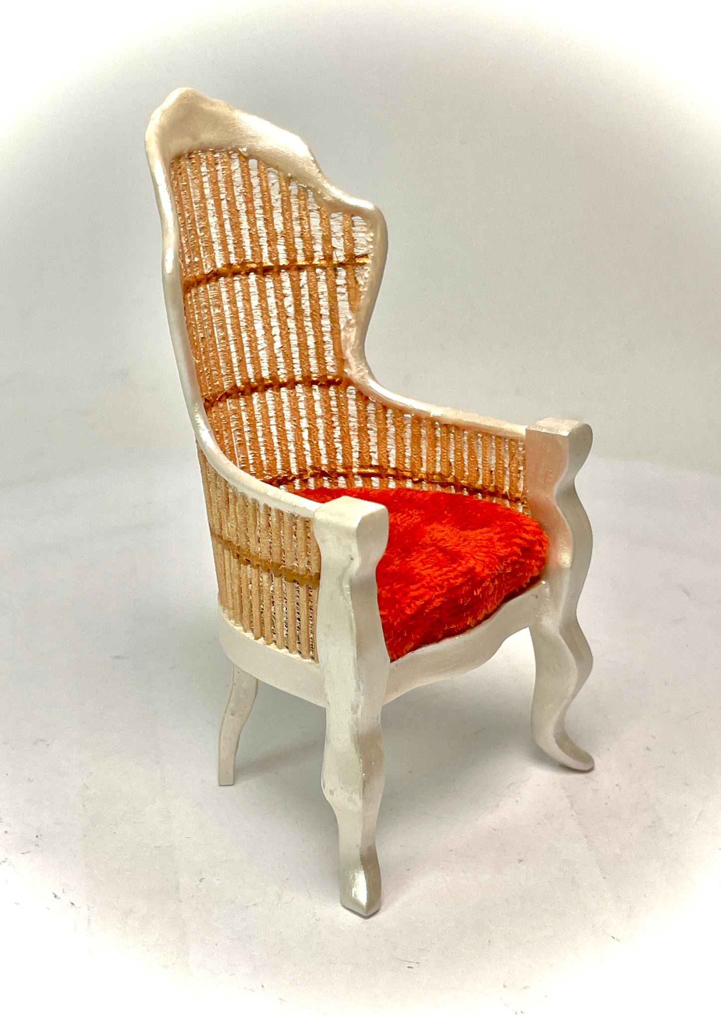 1:12 Dollhouse miniature Victorian Pearl rattan chair - various cushion colors