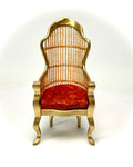 1:12 Dollhouse miniature Victorian golden rattan chair - various cushion colors