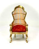 1:12 Dollhouse miniature Victorian golden rattan chair - various cushion colors