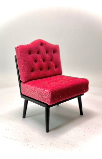 1:12 Dollhouse Art Deco lounge chair velvet cerise cushions