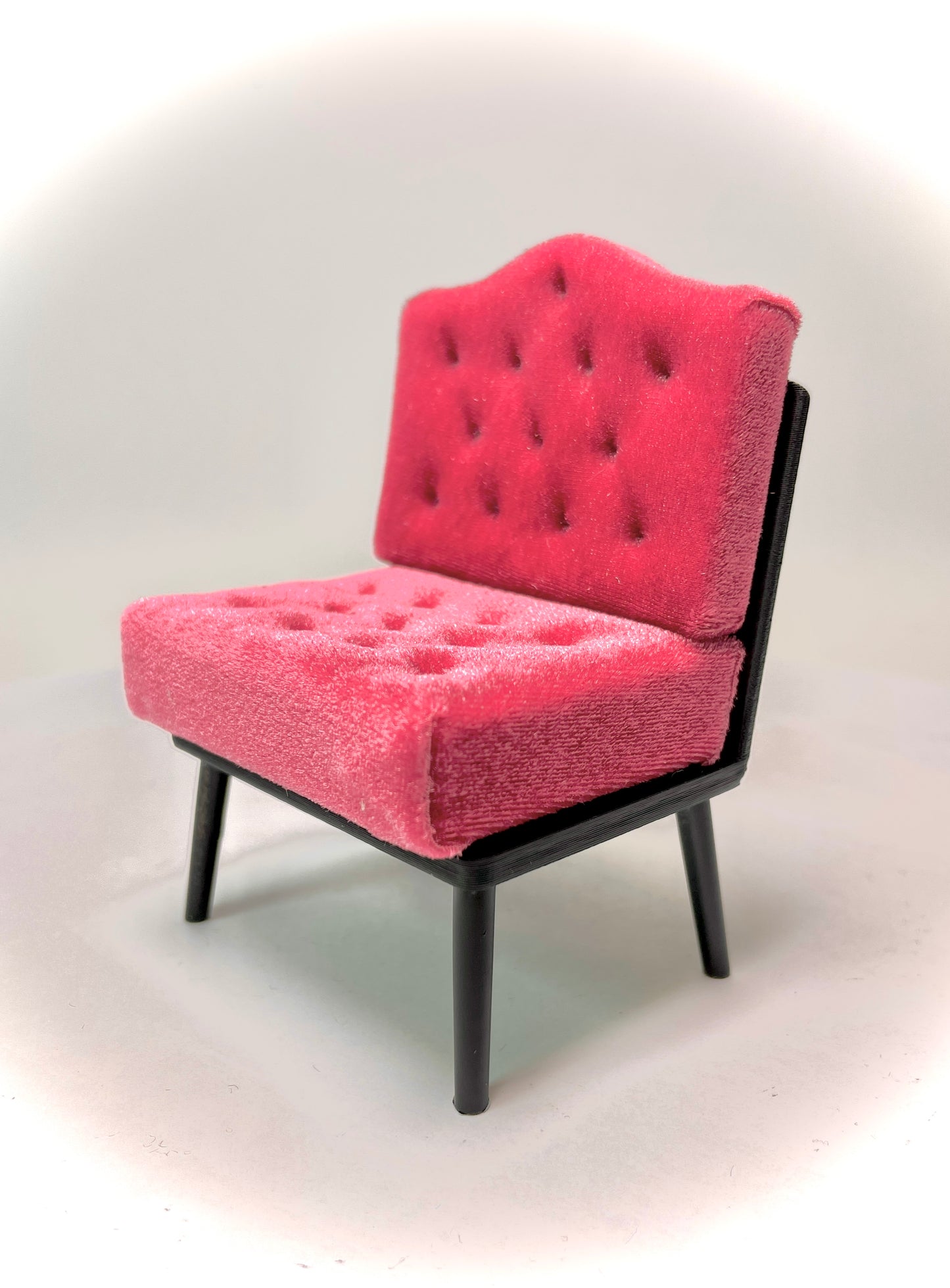 1:12 Dollhouse Art Deco lounge chair velvet cerise cushions