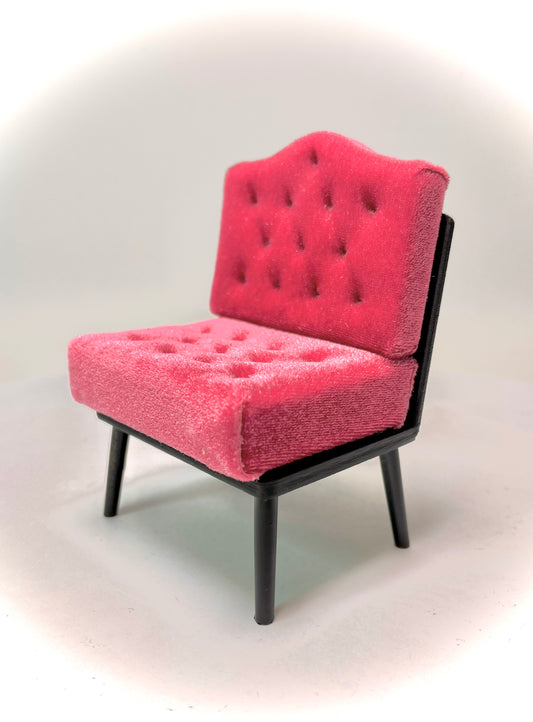 1:12 Dollhouse Art Deco lounge chair velvet cerise cushions