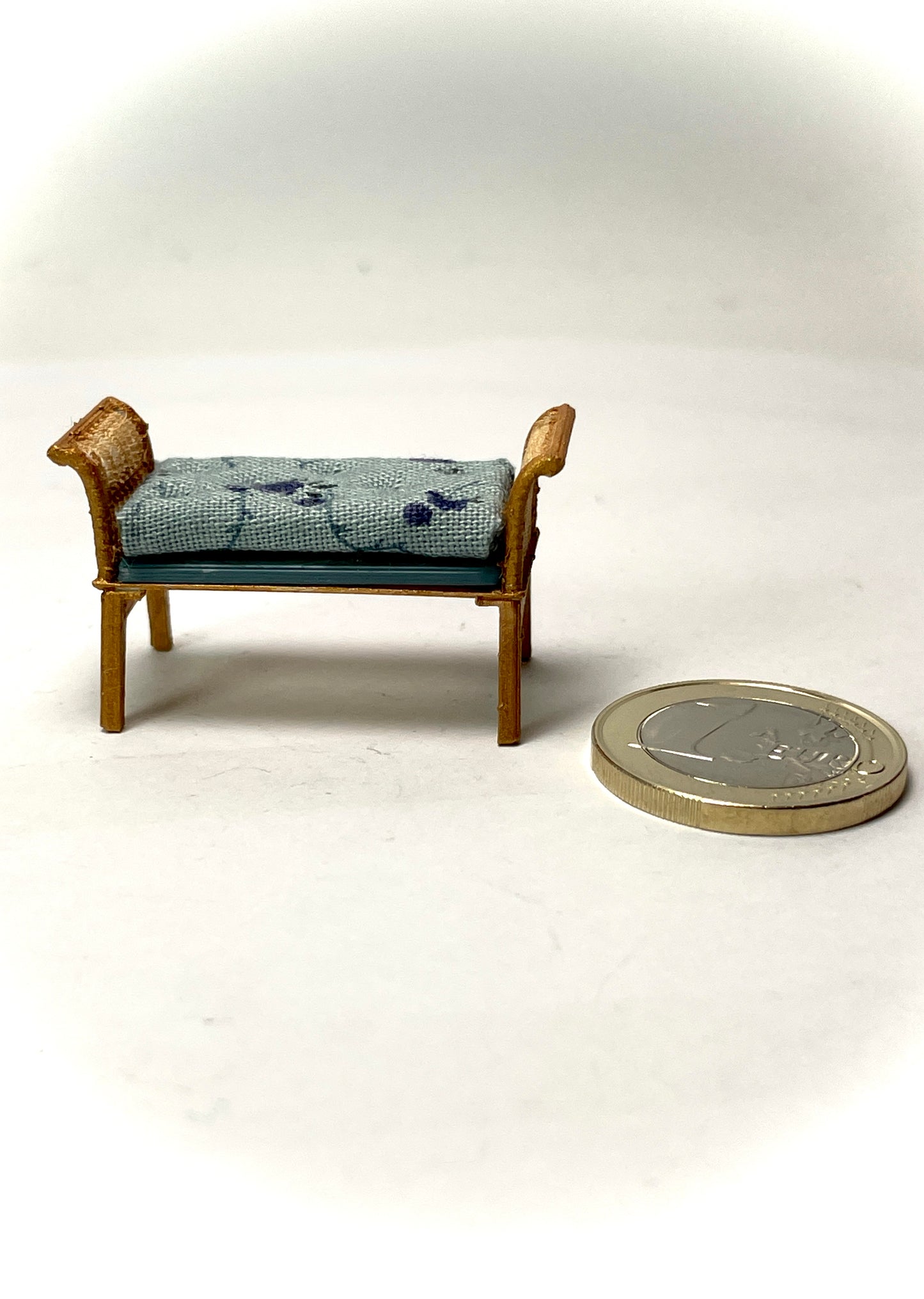 1:24 Dollhouse cane rattan blue 23 furniture - Half Scale