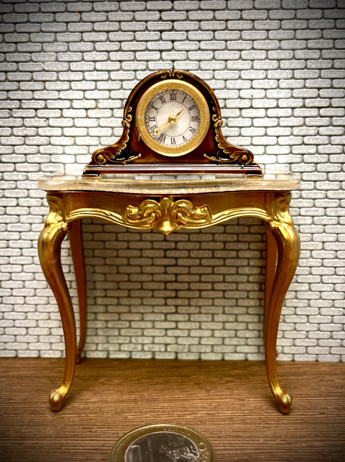 1:12 Dollhouse miniature Napoleon Hat mantel working clock – Hand Painted