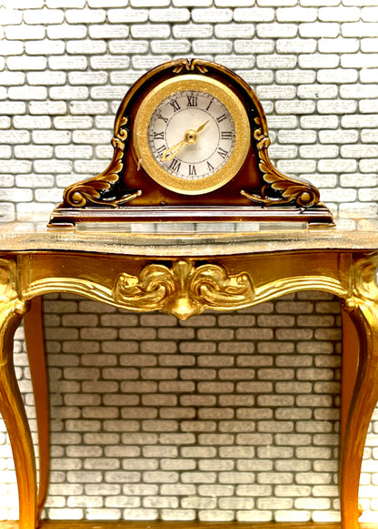 1:12 Dollhouse miniature Napoleon Hat mantel working clock – Hand Painted