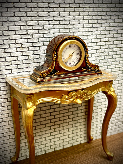 1:12 Dollhouse miniature Napoleon Hat mantel working clock – Hand Painted