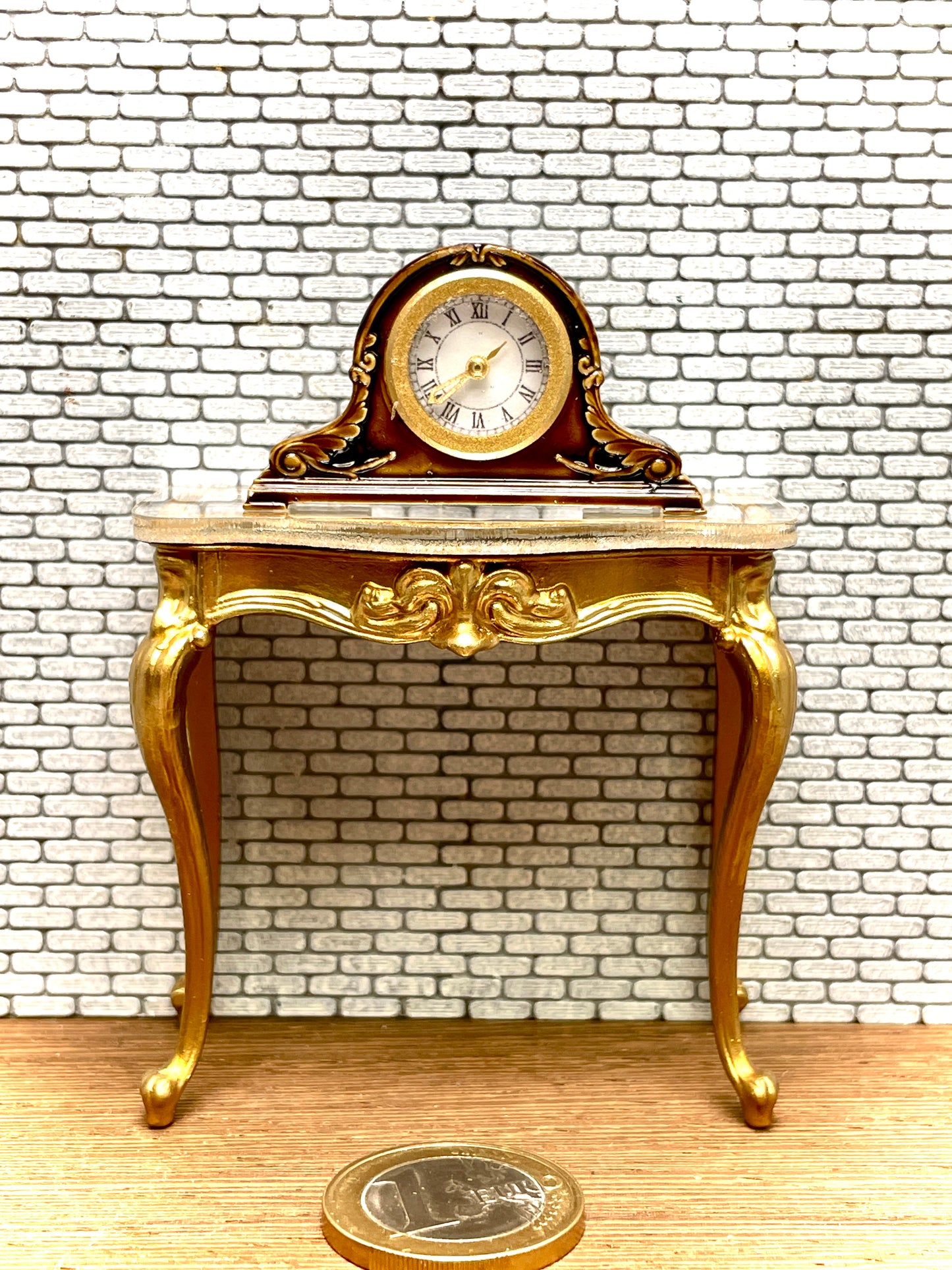 1:12 Dollhouse miniature Napoleon Hat mantel working clock – Hand Painted