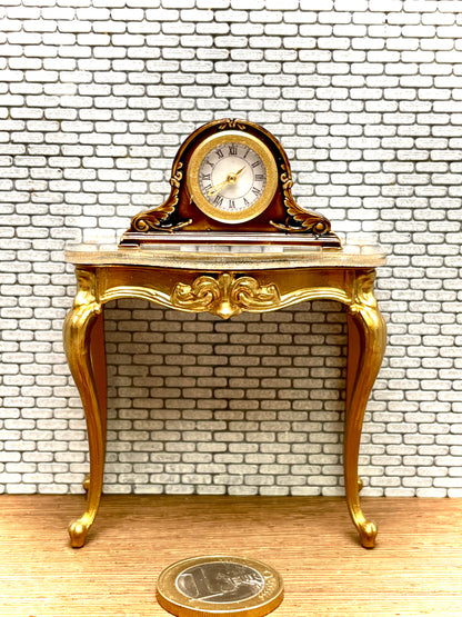 1:12 Dollhouse miniature Napoleon Hat mantel working clock – Hand Painted