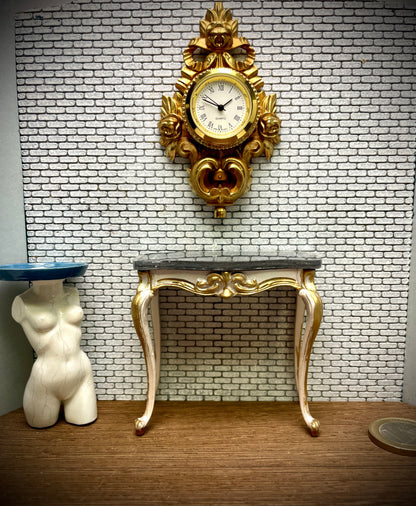 1:12 Dollhouse miniature Swedish Cartel wall working clock – Hand Painted