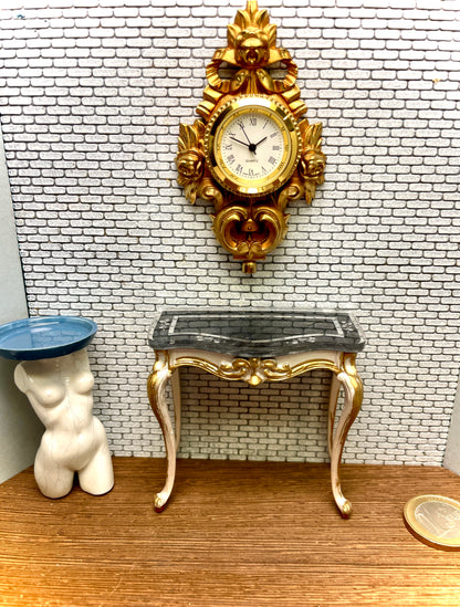 1:12 Dollhouse miniature Swedish Cartel wall working clock – Hand Painted