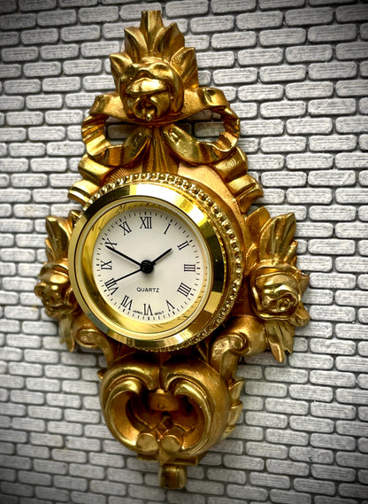 1:12 Dollhouse miniature Swedish Cartel wall working clock – Hand Painted