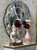 1:12 Dollhouse miniature mirror petalled flowers clear wall mirror