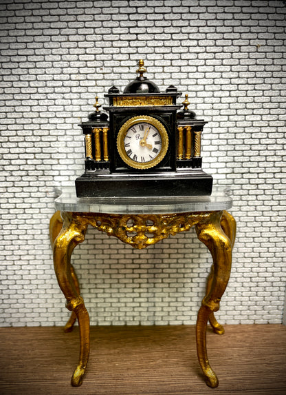 1:12 Dollhouse miniature French marble mantel working clock – Hand Painted