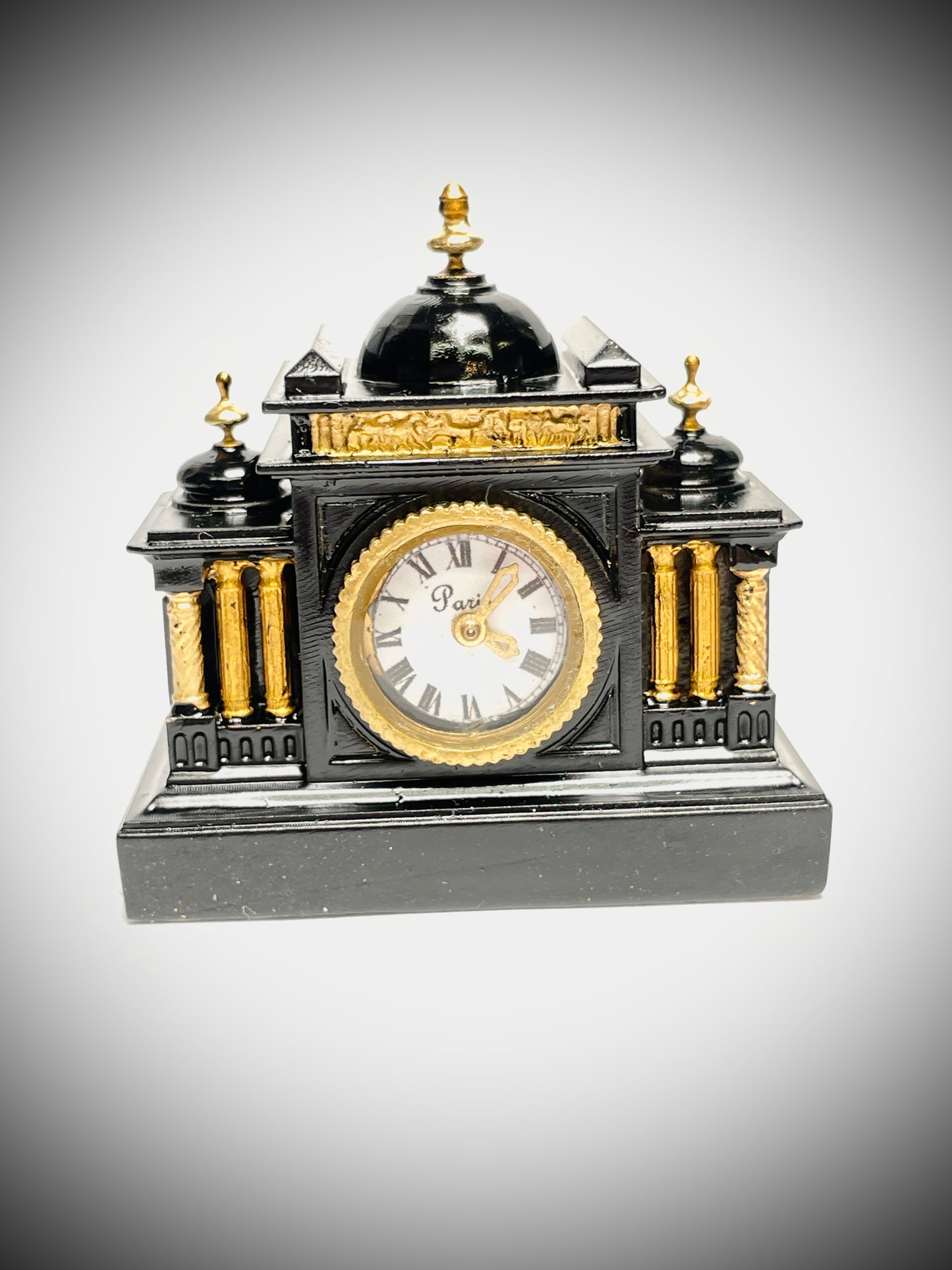 1:12 Dollhouse miniature French marble mantel working clock – Hand Painted