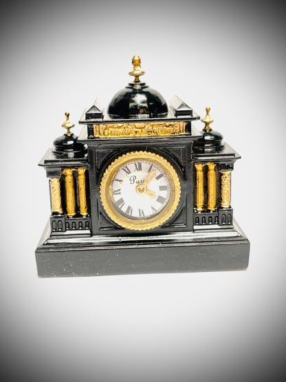 1:12 Dollhouse miniature French marble mantel working clock – Hand Painted