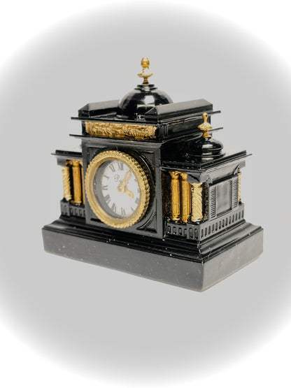 1:12 Dollhouse miniature French marble mantel working clock – Hand Painted