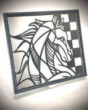 1:12 Dollhouse miniature chess horse engraved mirror wall picture frame