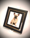 1:12 Dollhouse miniature cute dog on a mirrored frame wall picture