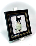 1:12 Dollhouse miniature cute dog on a mirrored frame wall picture