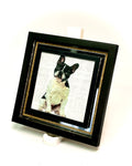 1:12 Dollhouse miniature cute dog on a mirrored frame wall picture