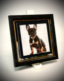 1:12 Dollhouse miniature cute dog on a mirrored frame wall picture