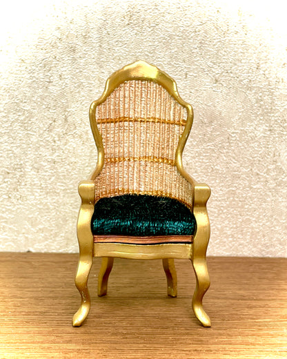 1:16 Dollhouse miniature Victorian rattan golden chair various color cushion - Lundby scale