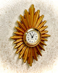 1:12 Dollhouse miniature vintage wall clock - sunburst/starburst golden long frame
