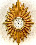 1:12 Dollhouse miniature vintage wall clock - sunburst/starburst golden long frame