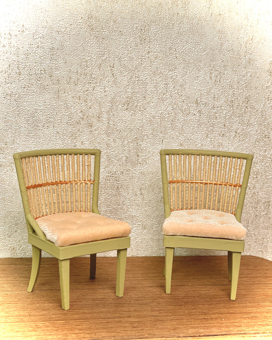 1:12 Dollhouse miniature dinning room chairs - pair