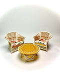 1:12 Dollhouse cane rattan pearl autumn roses furniture