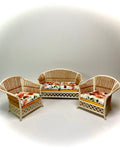 1:12 Dollhouse cane rattan pearl autumn roses furniture