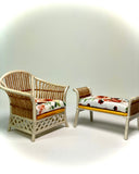 1:12 Dollhouse cane rattan pearl autumn roses furniture