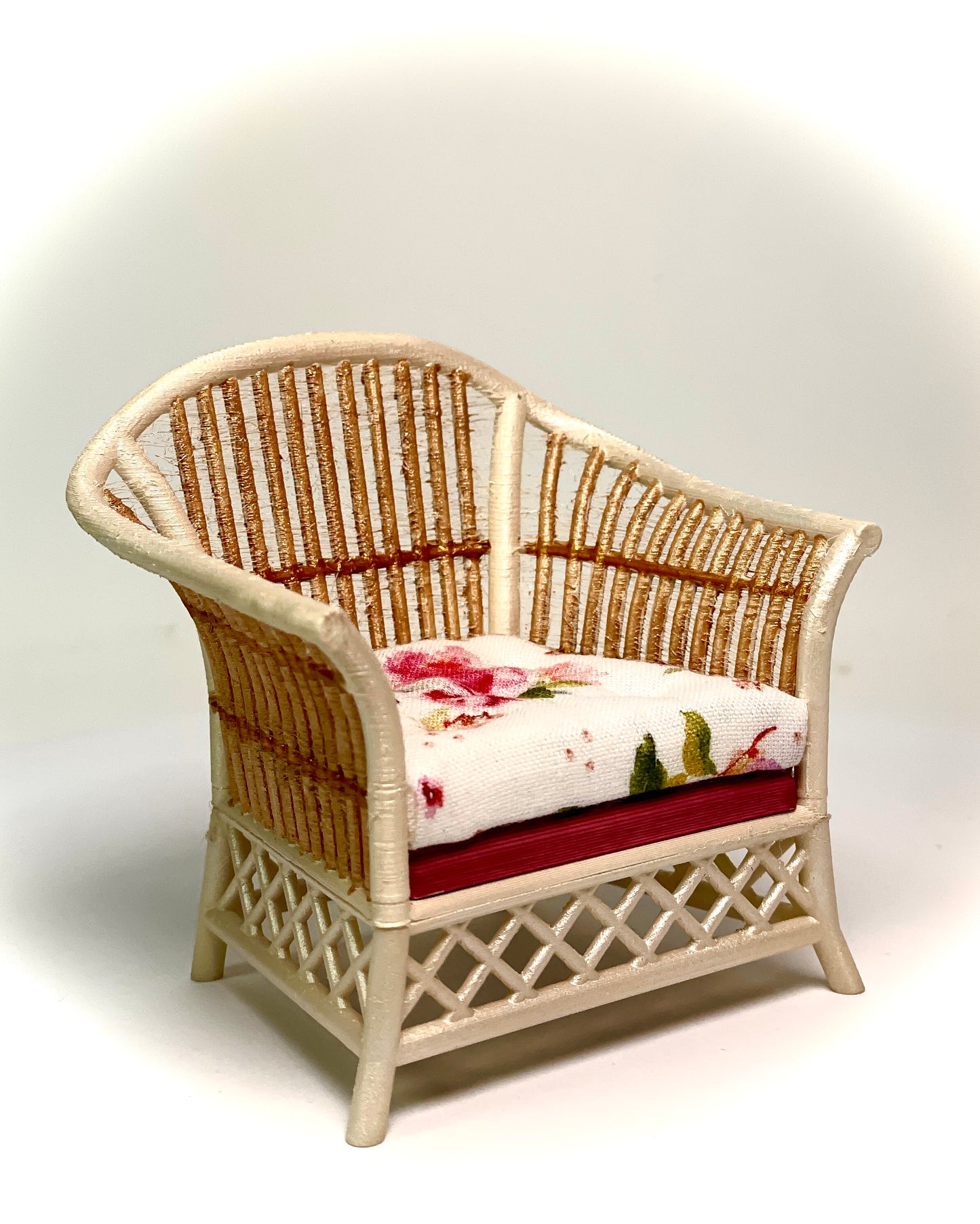 1:12 Dollhouse cane rattan pearl spring pink furniture