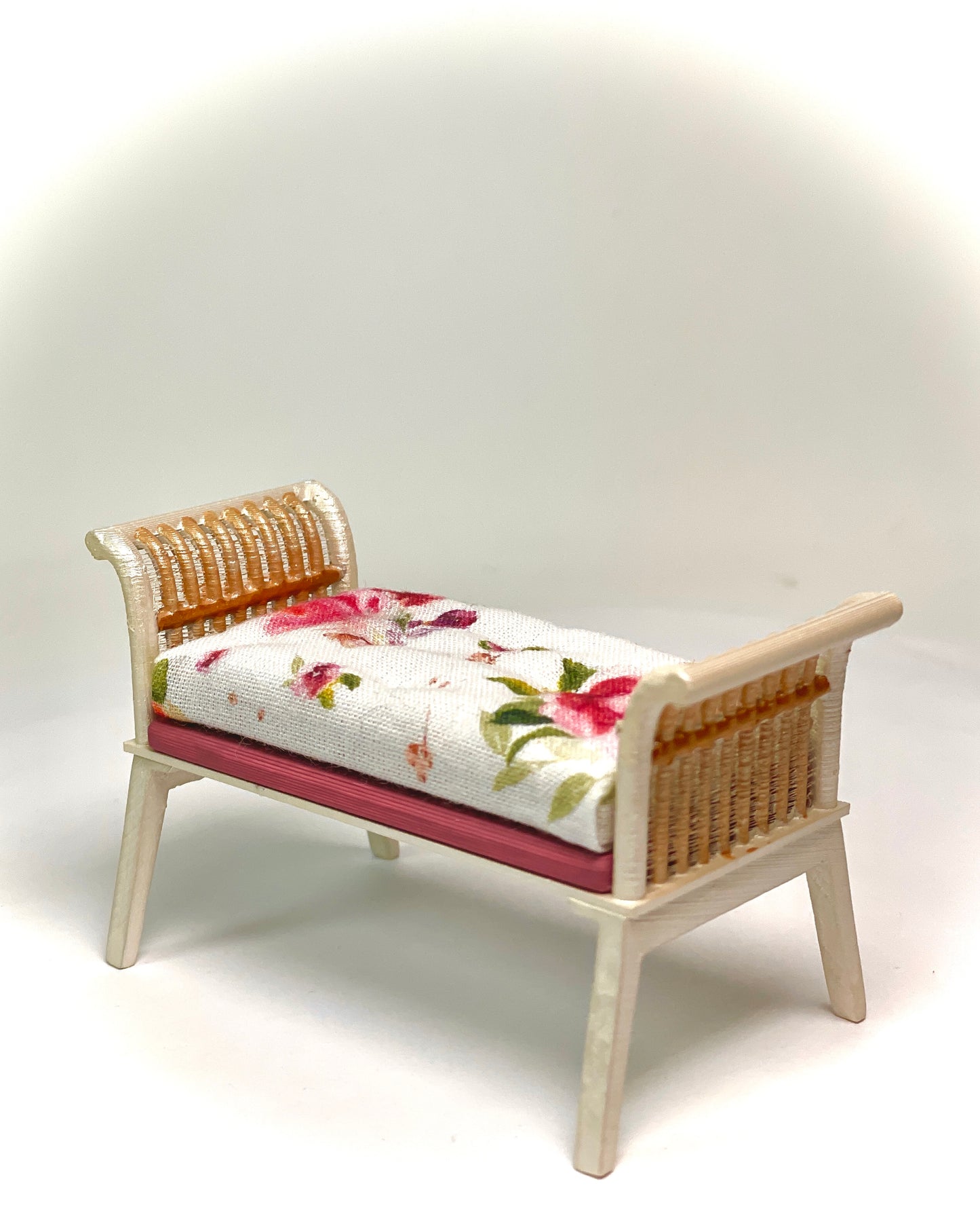 1:12 Dollhouse cane rattan pearl spring pink furniture