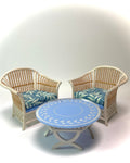 1:12 Dollhouse cane rattan pearl tropical blue furniture