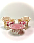 1:12 Dollhouse cane rattan pearl tropical cerise furniture