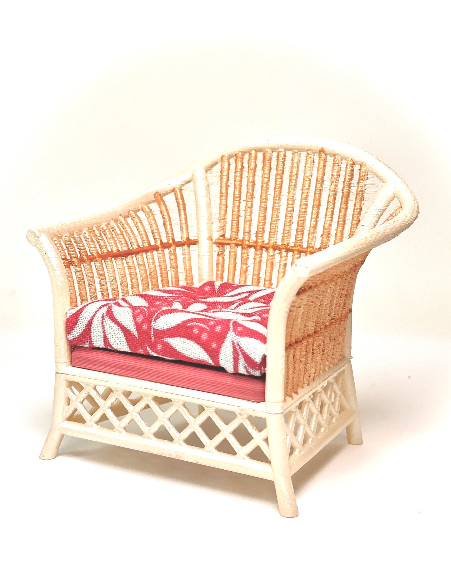 1:12 Dollhouse cane rattan pearl tropical cerise furniture