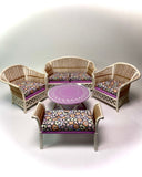 1:12 Dollhouse cane rattan pearl spring lilac furniture