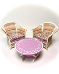 1:12 Dollhouse cane rattan pearl spring lilac furniture