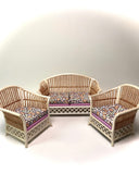 1:12 Dollhouse cane rattan pearl spring lilac furniture