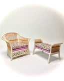 1:12 Dollhouse cane rattan pearl spring lilac furniture