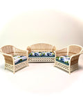 1:12 Dollhouse cane rattan pearl blue violets furniture