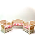 1:12 Dollhouse cane rattan pearl petit rose flowers furniture