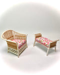 1:12 Dollhouse cane rattan pearl petit rose flowers furniture