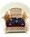 1:12 Dollhouse cane rattan pearl pink over dark blue furniture