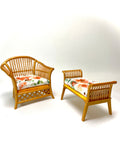 1:12 Dollhouse cane rattan autumn roses furniture