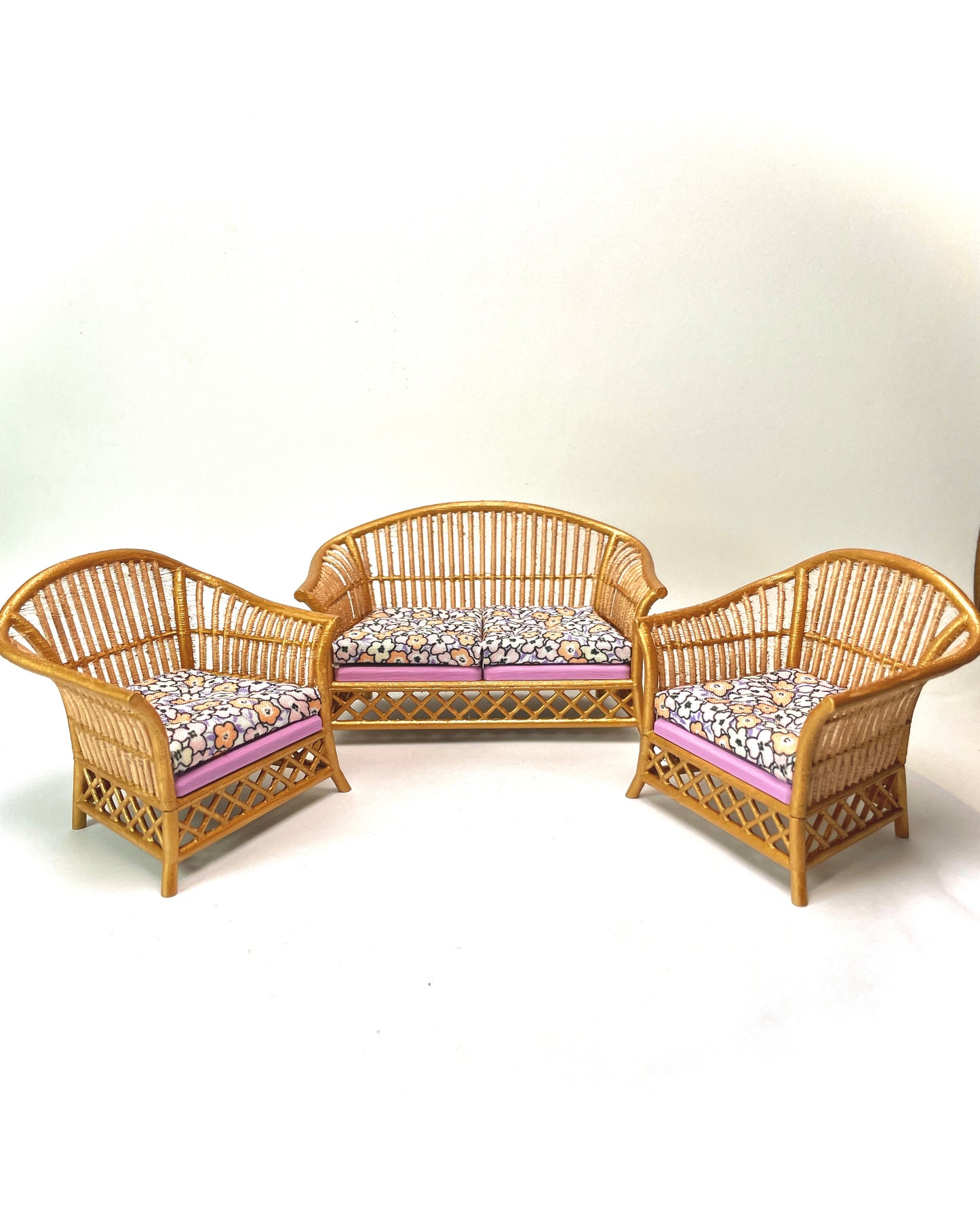 1:12 Dollhouse cane rattan spring lilac furniture